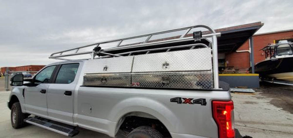 Aluminum Ladder Rack with Topsider Toolboxes