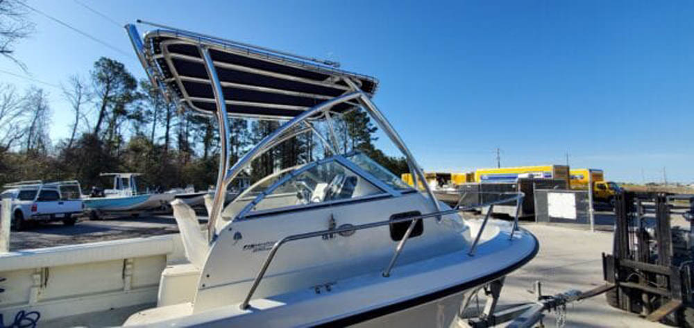 Aluminum and canvas boat tower