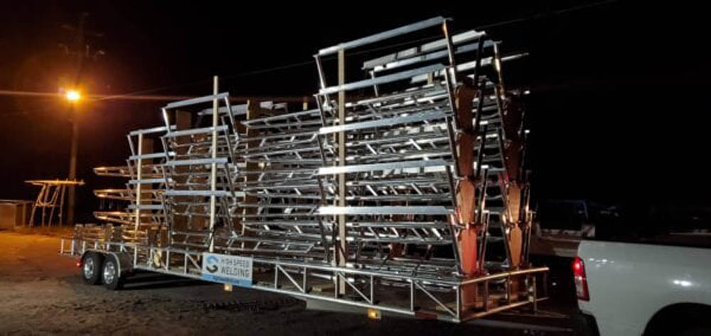 Ladder Racks Loaded on Trailer