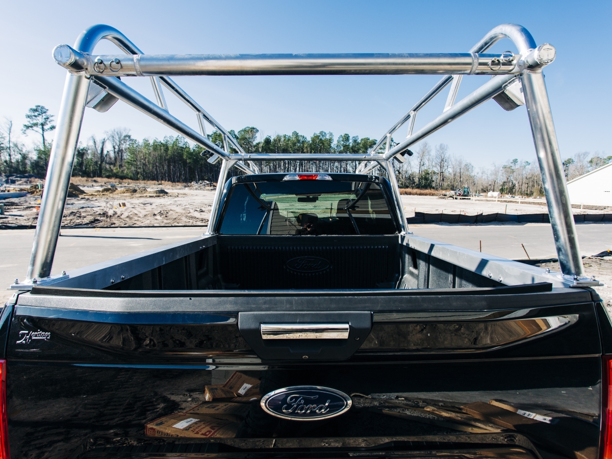 Overhead perspective showing tubing and support layout of the rack.