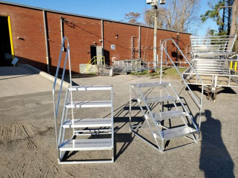 aluminum stairs with handrails