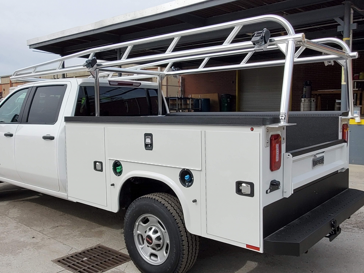 knapheide flip-top, aluminum rack, service truck, utility body, contractor truck