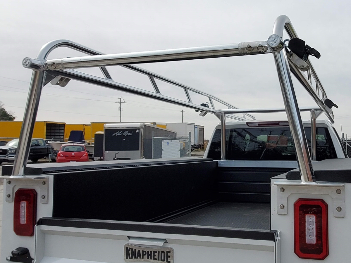 rear rack view, service body rack, aluminum rack, knapheide bed, ryder rack