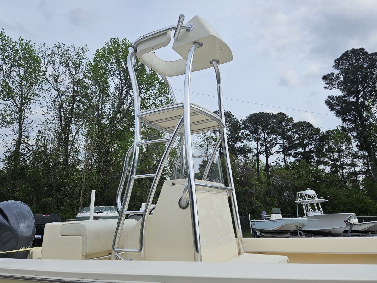 custom tower frame fitted to center console boat